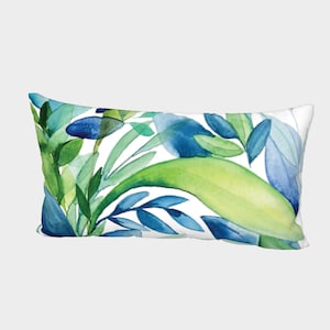 Blue Green Leaves Bed Pillow Sham