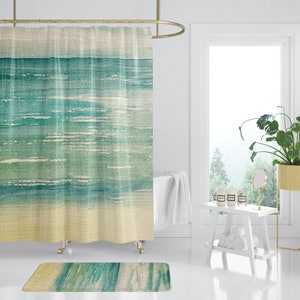 Sea Horizons Shower Curtains, Spa Bath Gifts & Decor, Teal Bathroom Shower Curtain image 4