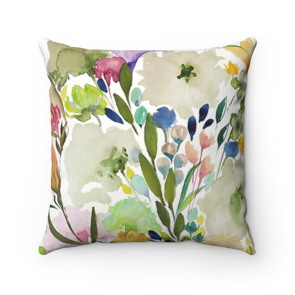 Spring Flowers II Bright Throw Pillow Cover | Spun Polyester Square Pillow Case | 4 Sizes: 14x14, 16x16, 18x18, 20x20 inches