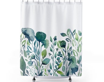 Uiiooazy Juego De Cortina De Ducha Verde Salvia Con Ganchos, Cortina De Ducha Con Hojas Verdes Y Azules, Cortina De Ducha Para Baño, Plantas Botánicas Se Desnudan, Decoración De Tela Impermeable