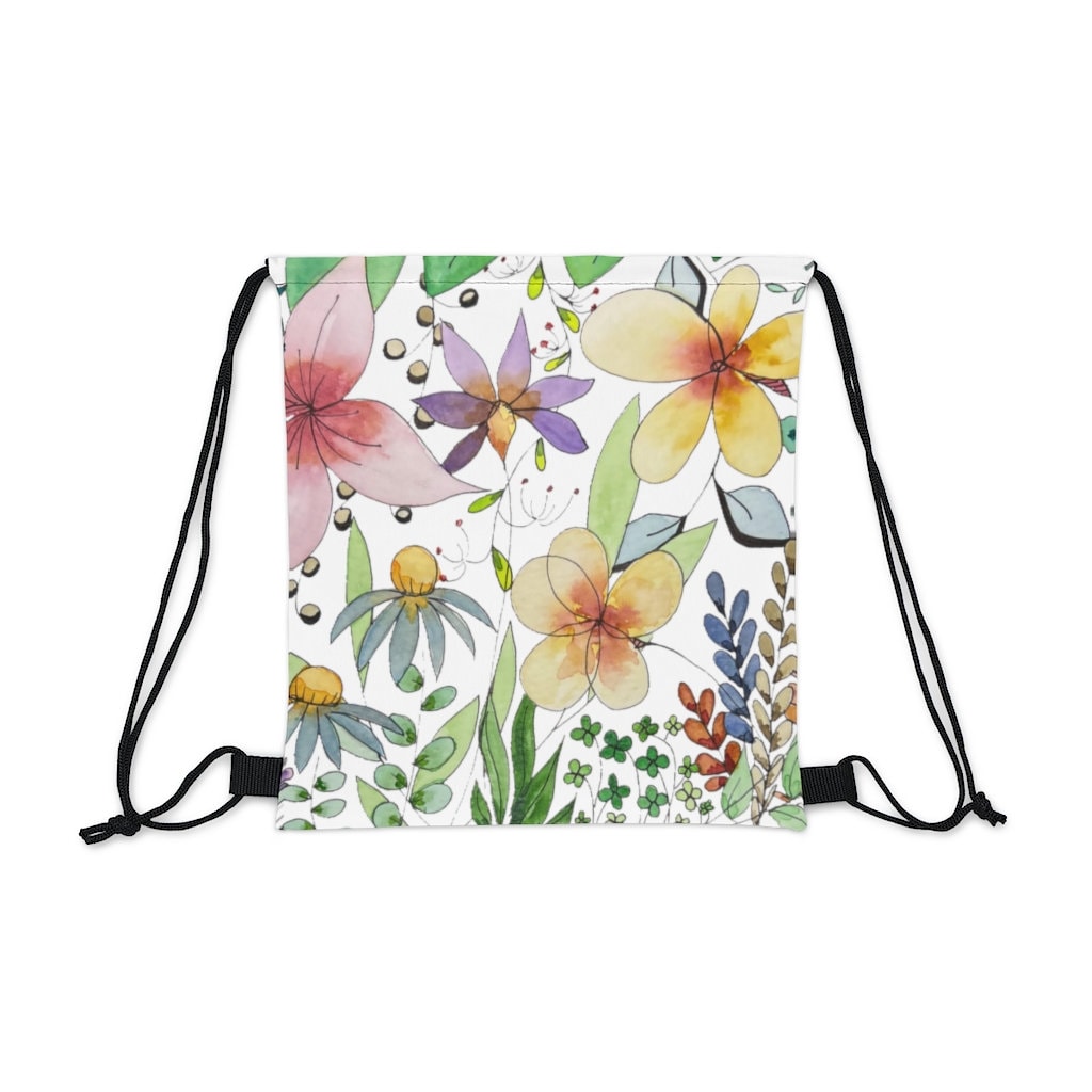 Drawstring Backpack Coloring Coloring Garden on Outdoor Drawstring Bag | Botanical Backpack ...