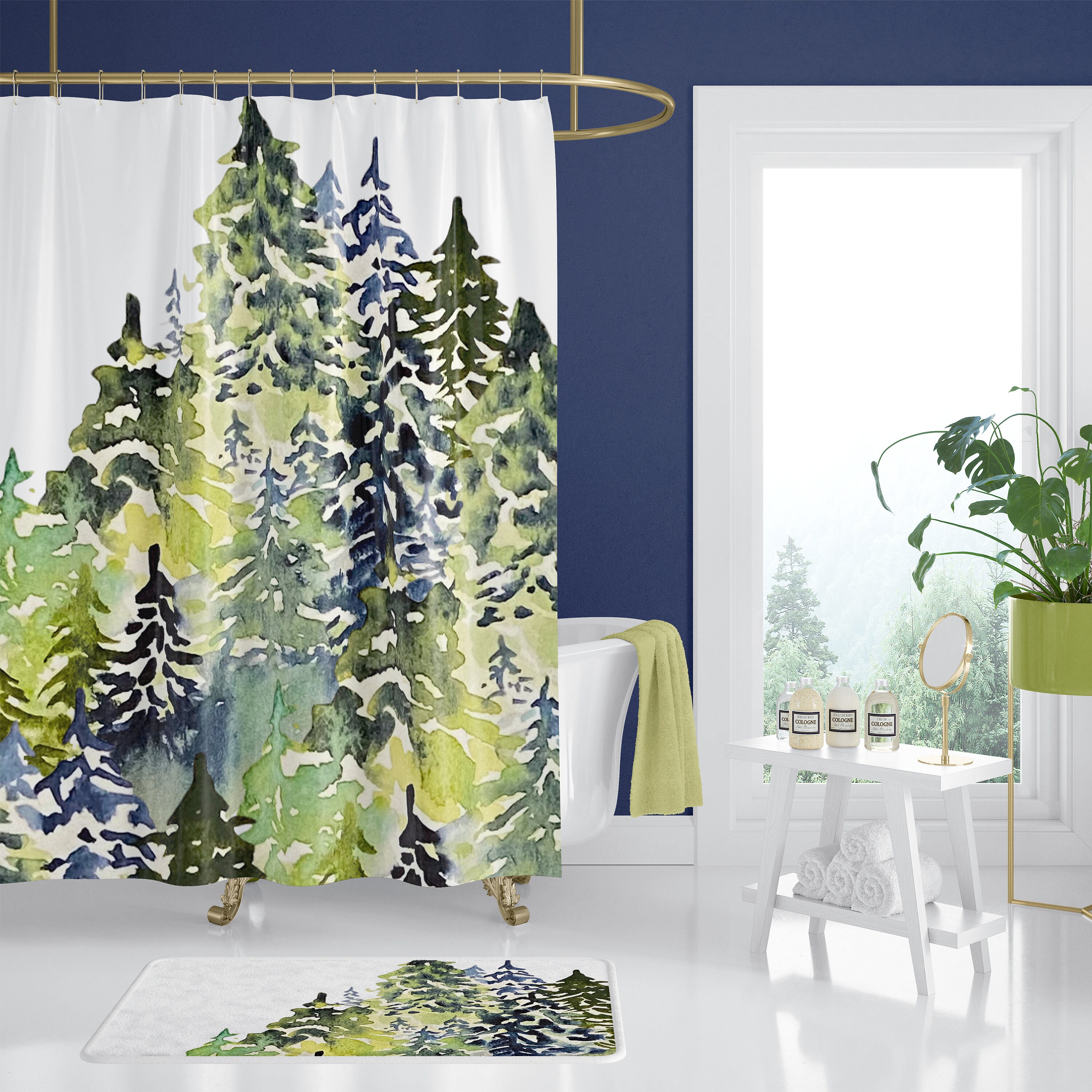 Alpine Slopes of Evergreen Trees Pattern Shower Curtains Etsy