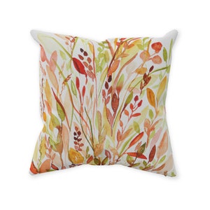 Fall Throw Pillows | Autumn Leaves & Foliage Gifts | Seasonal Home Decor | Harvest Grains Pillow | Yellow Green Red Orange White image 2
