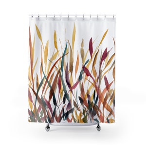 Harvest Grains & Grasses Shower Curtain Fall Shower Curtain Fall Foliage Decor Gifts image 2