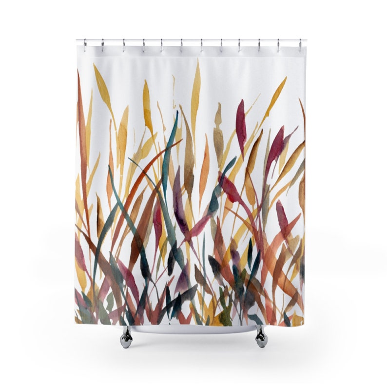 Harvest Grains & Grasses Shower Curtain Fall Shower Curtain Fall Foliage Decor Gifts image 2