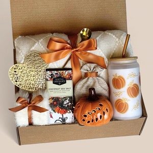 Caja de regalo de otoño para amigos, Regalo para mujeres, Regalo de cumpleaños para ella, Paquete de cuidado, Caja de regalo de autocuidado, Agradecimiento, Calabaza de Halloween, Otoño acogedor