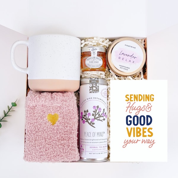 Sending Hugs and Good Vibes , Care Package For Her , Care Package , Get Well Soon , Cheer Up Gift Box , Gift For Best Friend , Tea Gift Box
