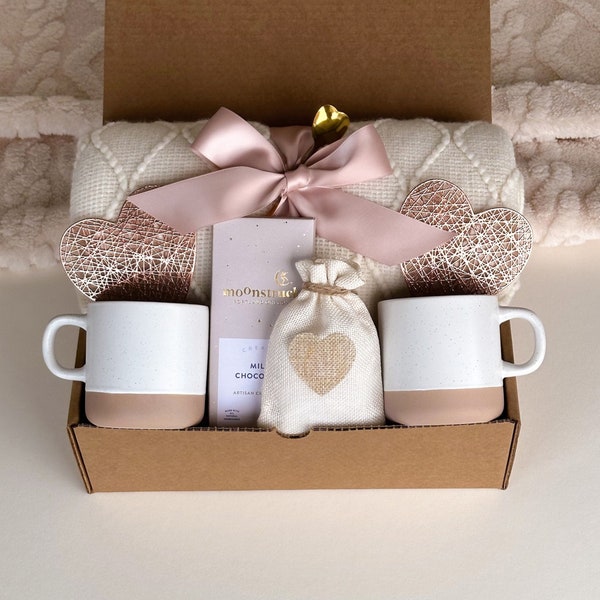 Valentine's Day Gift Box for Couples, Anniversary, Engagement Gift Basket, Hygge Gift Basket, Warm and Cozy Care Package, Housewarming Gifts