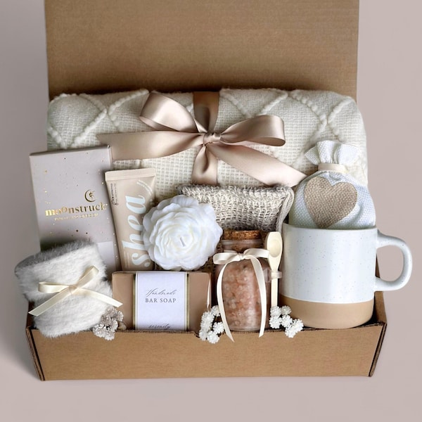 Hug In A Box, Encouragement Gift, Mom Gift Set, Hygee Gift Box, Thinking Of You Box, Cozy Care Package, Self Care Basket, Blanket Gift Box