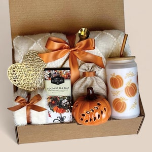 Cozy Fall Gift Boxes Care Package For Her, Birthday Gift Basket, Get Well Soon Gift, Hygge Gift Box, Thinking Of You Gift, Self Care Package FALL PUMPKIN CANDLE
