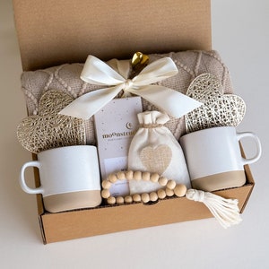 Valentine&#39;s Day Gift Box for Couples, Engagement Gift Basket, Hygge Gift Basket, Warm and Cozy Care Package, Unique Housewarming Gifts