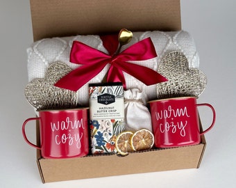 Valentine's Gift Box for Couples, Engagement Gift, Hygge Gift for Wine lovers, Cozy Care Package, Unique Housewarming Gifts with Blanket