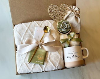 Happy Mother's Day Gift Box with Blanket, Mug and Succulent , Gift for Mom, Mother's Day Gift Basket, Gift Box for Women, Gift for Her