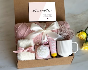 Happy Mother's Day Gift Box with Blanket & Socks, Gifts for Mom, Gift Basket for Her, Thank You Gift for Mom, Nana, Daughter, Friend, Wife