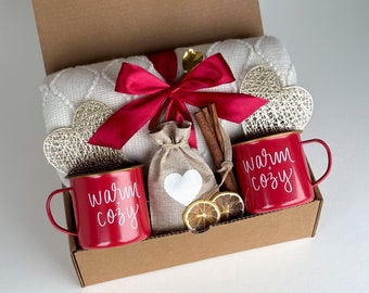Valentine's Gift Box for Couples, Date Night Gift Set for Two, Hygge Gift Basket, Warm and Cozy Care Package, Unique Housewarming Gifts