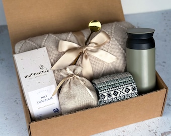 Ultimate Hygge Gift Box for Men & Women with Blanket and Socks | Get Well Soon Gift Basket for Him | Sympathy Gift Box, Grief Gift Basket