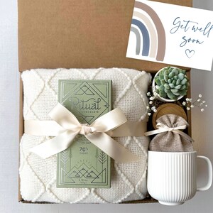 Get Well Soon Gift Box, Sending you Healing Vibes, Surgery Care Package, Recovery Gift, Get Well Blanket Tea Box, Succulent Gift Box