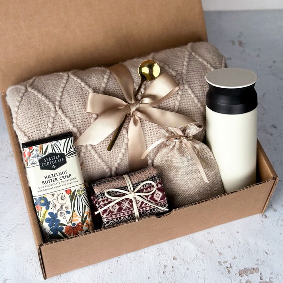 Hygge Gift Box, Cozy Blanket, Mug, Socks, Thinking of You