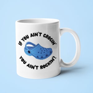 Mok Croc-meme, If you ain't Crocin' you ain't Rockin'-mok, cadeau vriendje, cadeau vriendin, leuk valentijnscadeau, cadeau krokodil