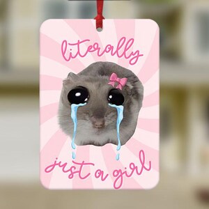 I'm Letterally Just a Girl Hamster meme Autoluchtverfrisser, grappige autoluchtverfrisser, leuke auto-accessoires, grappige meme, meisjesachtige autoluchtverfrisser