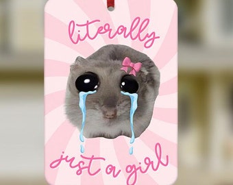 I'm Literally Just a Girl Hamster meme Car Air Freshener, Funny Car Air Freshener, Cute Car Accessories, Funny meme, Girly Car Air Freshener