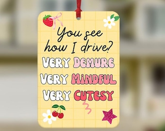Very Ingetogen Very Mindful meme Autoluchtverfrisser, grappige autoluchtverfrisser, leuke auto-accessoires, grappige meme, girly autoluchtverfrisser