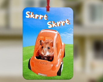 Hamster meme Car Air Freshener, Hamster Skrrt Skrrt Funny Car Air Freshener, Car Accessories, Funny meme gift, Secret Santa Gift