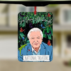 David Attenborough autoluchtverfrisser, leuke autoluchtverfrisser, auto-accessoires, Sir David Attenborough National Treasure, Planet Earth-cadeaus