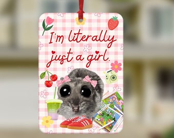 I'm Letterally Just a Girl Hamster meme Autoluchtverfrisser, grappige autoluchtverfrisser, leuke auto-accessoires, grappige meme, meisjesachtige autoluchtverfrisser