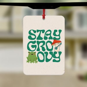 Stay Groovy Frog auto luchtverfrisser, grappige auto luchtverfrisser, auto-accessoires, Froggy meme cadeaus, cadeau kikker minnaar, schattige kikker, groovy cadeau