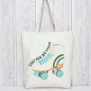 Sac fourre-tout rétro pour patins à roulettes, sac de patins à roulettes amusant, cadeau de sac fourre-tout roulez avec lui, amateur de patins à roulettes, accessoires de patins à roulettes, roller derby