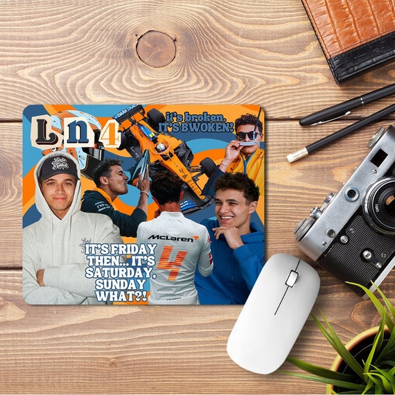 Lando Norris Mouse Pad, F1 Office Desk Accessories, Lando Norris fan, Funky Mouse Mat, Formula One Gift, F1 fan gifts, McLaren F1 Gifts