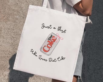 Coke Lover-draagtas, Coke Zero Lover, schattige draagtas, Just A Girl-draagtas, cola light fan cadeau, Coca Cola-cadeau, Just A Girl-meme
