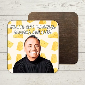 Bob Mortimer-onderzetter, laatste lachend, vlees en kaas, Bob Mortimer-fan, grappige onderzetter, Mortimer and Reeves, Joke Gifts, cadeau collega