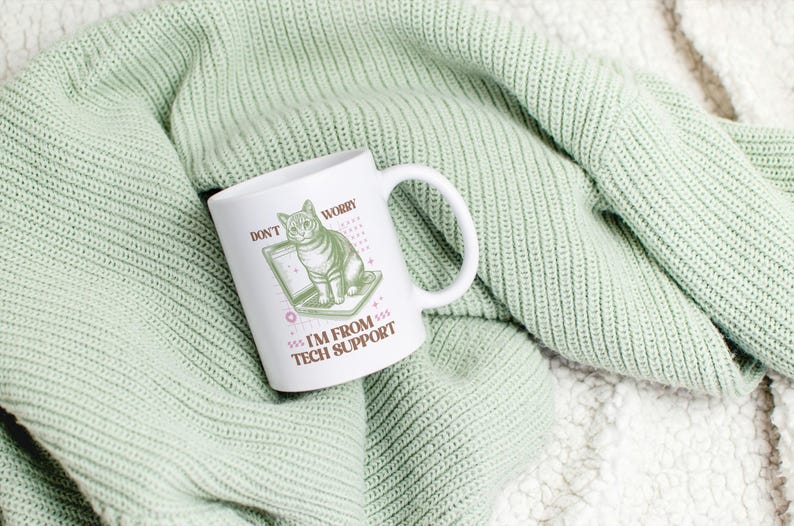 Funny Tech Support Cat Mug, Funny Work Mug, Funny Office Mug, Work Colleague Gift, Cat Lover Gifts, Funny Cat Mug, Fun Secret Santa, IT Mug image 9