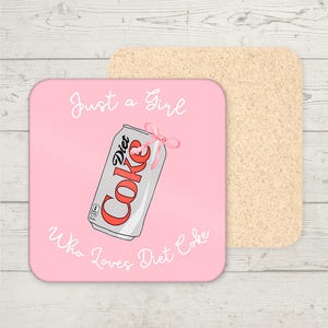 Pink Bow Diet Coke Coaster, Custom Name gift, Funny Coaster, Custom Gifts, Coaster Drinks Mat, Gifts for her, Just a Girl, Stocking Filler
