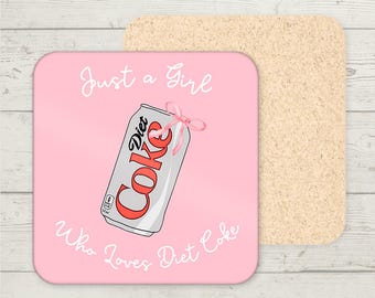 Pink Bow Diet Coke Untersetzer, individuelles Namensgeschenk, lustiger Untersetzer, individuelle Geschenke, Untersetzer Getränke Mat, Geschenke für sie, nur ein Mädchen, Strumpffüller