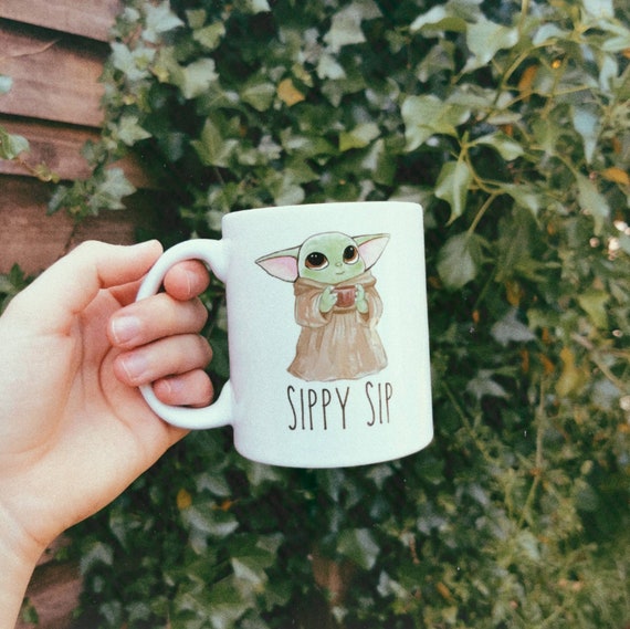 Baby Yoda Coffee Mug, Sippy Sip Mug, Baby Yoda Gift, Star Wars