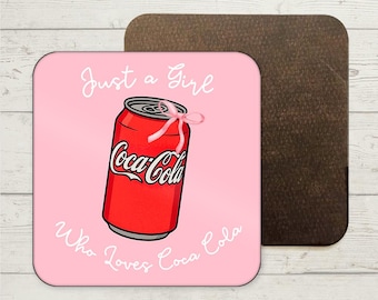 Rosa Schleife Coca Cola Untersetzer, individuelles Namensgeschenk, lustiger Untersetzer, individuelle Geschenke, Untersetzer Getränke Mat, Geschenke für sie, nur ein Mädchen, Strumpffüller