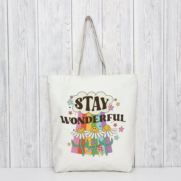 Stay Wonderful Tote Bag, Cute Tote Bag, Reusable Shopping Bag, Sustainable Gift, Graphic tote Bag, Eco Friendly Shopper, Y2K Gift Bag