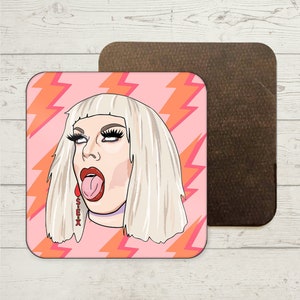Op Katja Zamolodchikova geïnspireerde onderzetter, cadeaus Katja Zamo-fan, Katja Zamo-liefhebber, Drag Race UK, Rupauls Drag Race UK, Drag Queen-cadeaus