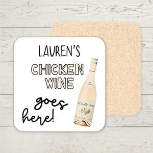 Personalised Chicken Wine Coaster, Custom Name gift, Funny Coaster, Cocktail Gifts, Gifts for her, Gifts for him, Funny Stocking Filler