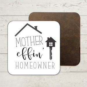Porta-copos "Mother Effin' Homeowner", Porta-copos "New Home Gift", Presentes para inauguração de casa, Presente para mudança de casa, Presente para casa nova, Porta-copos engraçado para bebidas