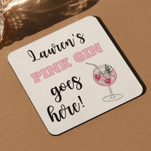 Personalised Gin Coaster, Custom Name gift, Funny Coaster, Custom Drink Gifts, Gifts for her, Gifts for him, Colleague Gift, Cute Coasters
