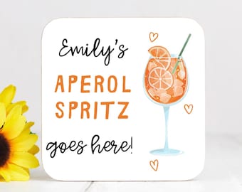 Personalised Aperol Spritz Coaster, Custom Drink Coasters, Aperol Lover Gift, Novelty Gifts