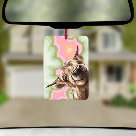 Highland Cow Car Air Freshener, Highland Cattle Funny Car Air Freshener, Car Accessories, Highland Cow Lover Gift, Cute Highland Cow Print