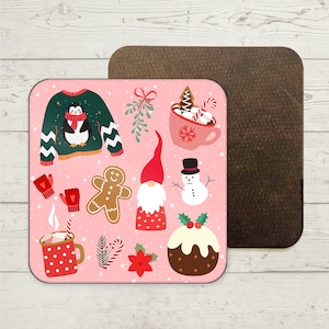 Merry Christmas Coaster, Festive Drinks Coaster, Xmas Coaster, Fun Stocking Filler, Christmas Home Decor Gifts, Secret Santa Gift, Xmas Gonk