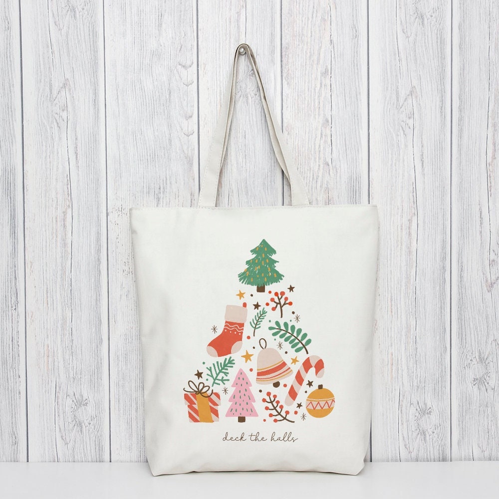 Deck the Halls Christmas Tote Bag Fun Festive Tote Bag Christmas Reusable Bag Eco Friendly Tote Bag Christmas Market Shopping Tote Bag Etsy Canada