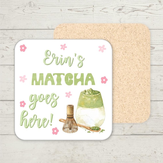 Personalised Matcha Coaster, Custom Drink Coasters, Iced Matcha Lover Gift, Novelty Gifts