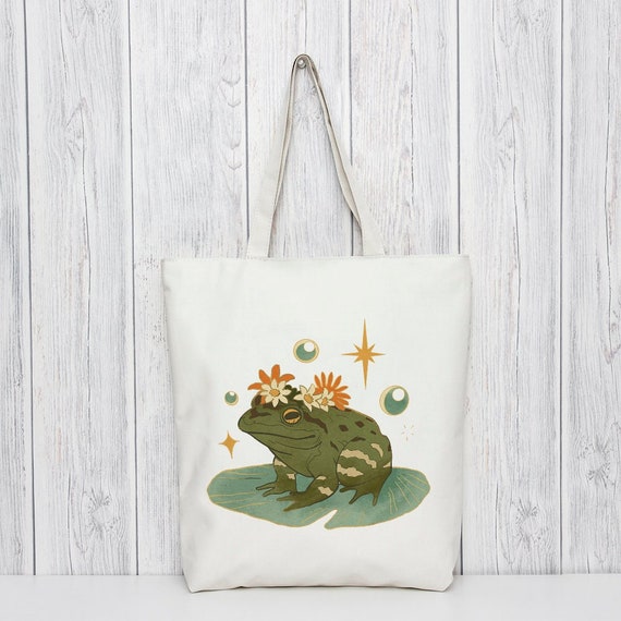 Cute Frog Tote Bag Froggy Tote Bag Reusable Shopping Bag Sustainable Bag Graphic tote Bag Eco Friendly Shopper Y2K Tote Bag Frog Gift